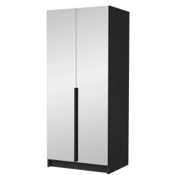 Armadio 100x215h cm 2 ante 2 specchi moderno nero Glammy 2