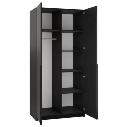 Armadio 100x215h cm 2 ante 2 specchi moderno nero Glammy 2