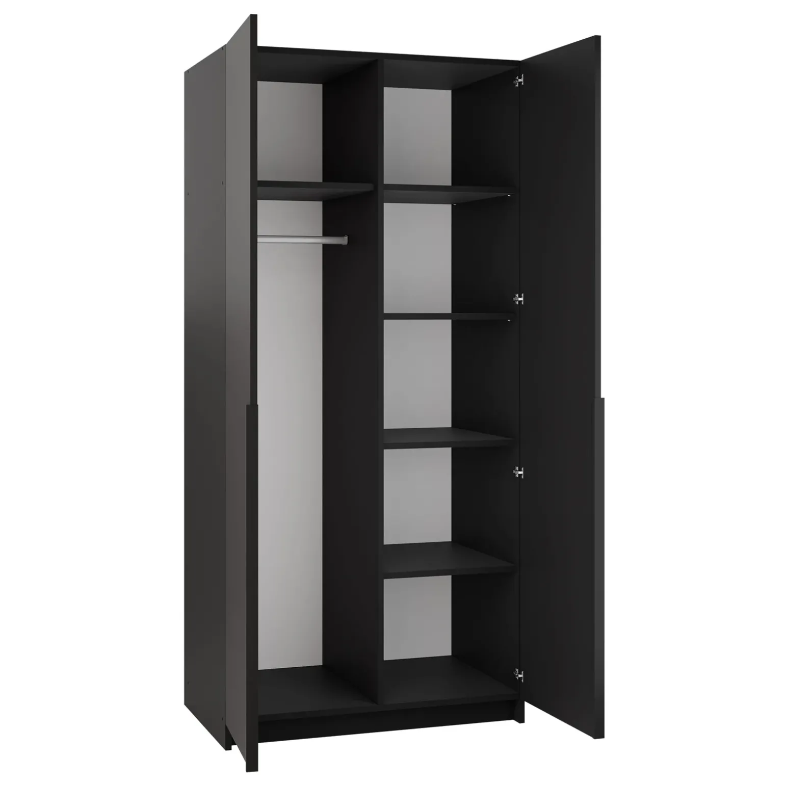 Armadio 100x215h cm 2 ante 2 specchi moderno nero Glammy 2
