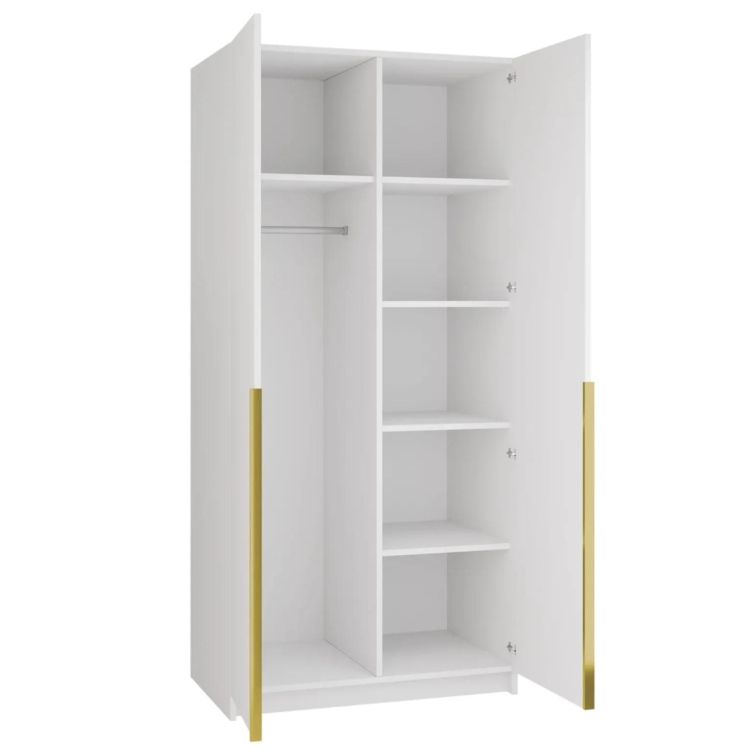 Armadio 100x215h cm 2 ante 2 specchi moderno bianco oro Glammy 2