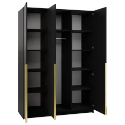Armadio 150x215h cm 3 ante 3 specchi moderno nero oro Glammy 3