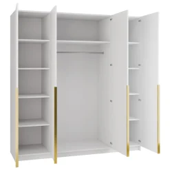 Armadio 200x215h cm 4 ante 2 specchi moderno bianco oro Glammy 4
