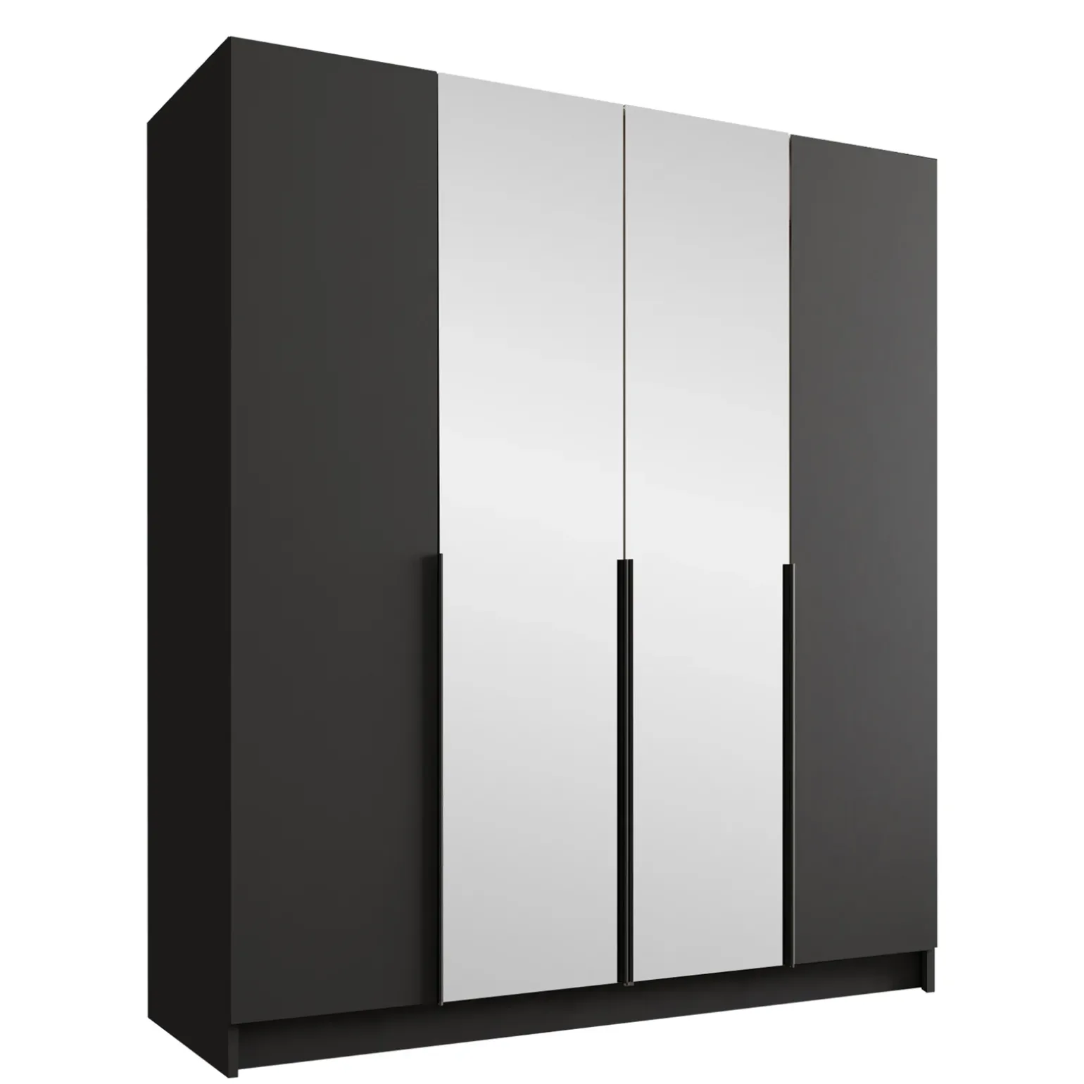 Armadio 200x215h cm 4 ante 2 specchi moderno nero Glammy 4