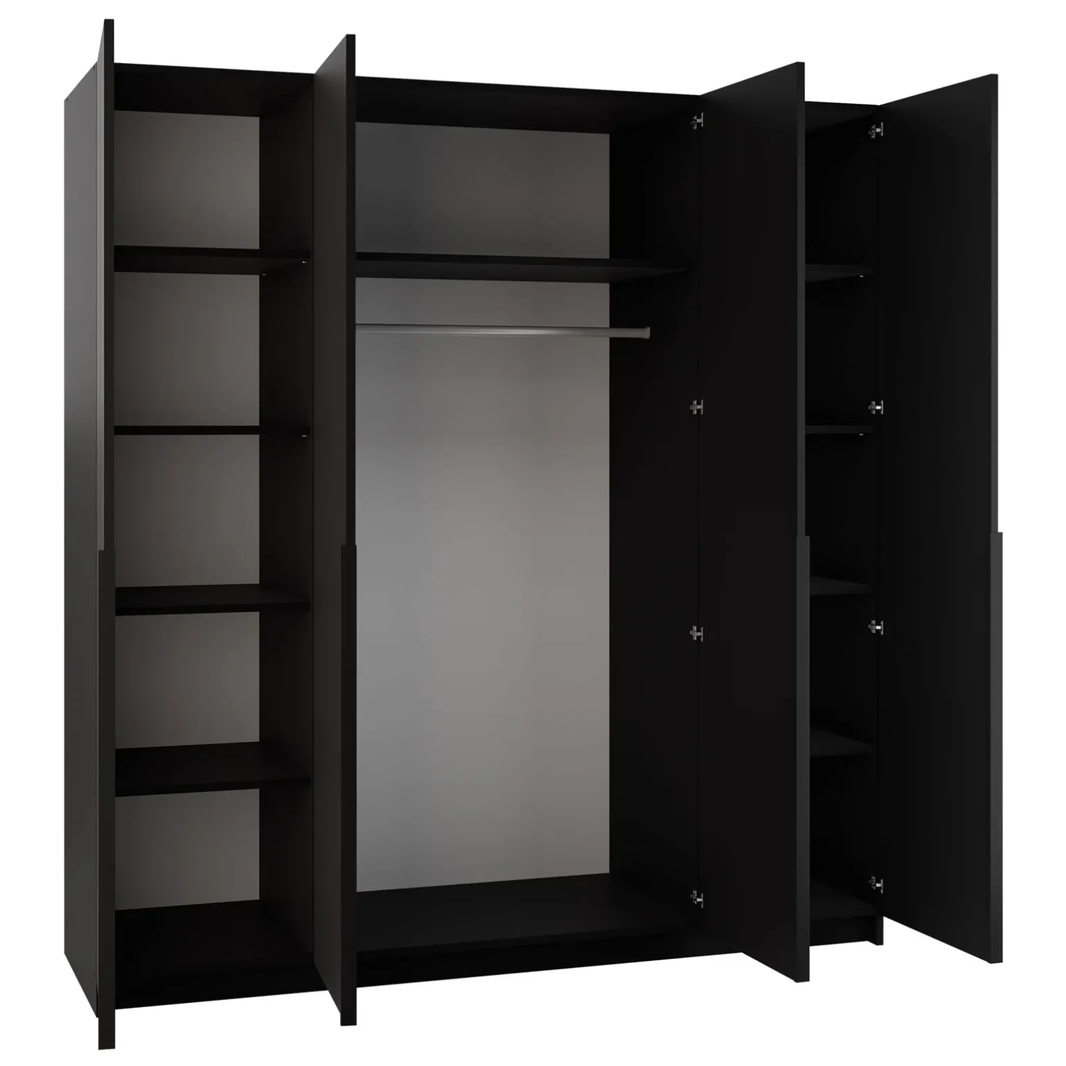 Armadio 200x215h cm 4 ante 2 specchi moderno nero Glammy 4