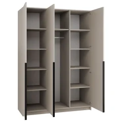 Armadio 150x215h cm 3 ante 3 specchi moderno beige nero Glammy 3
