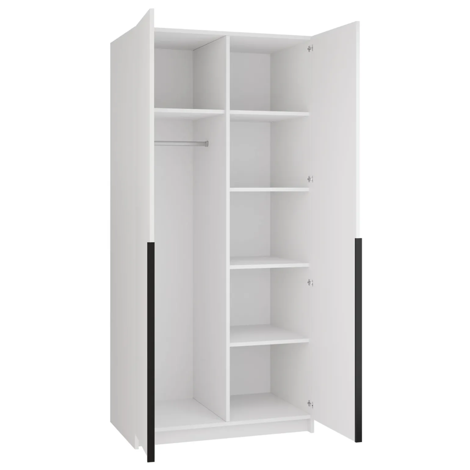 Armadio 100x215h cm 2 ante 1 specchio moderno bianco nero Glammy 2