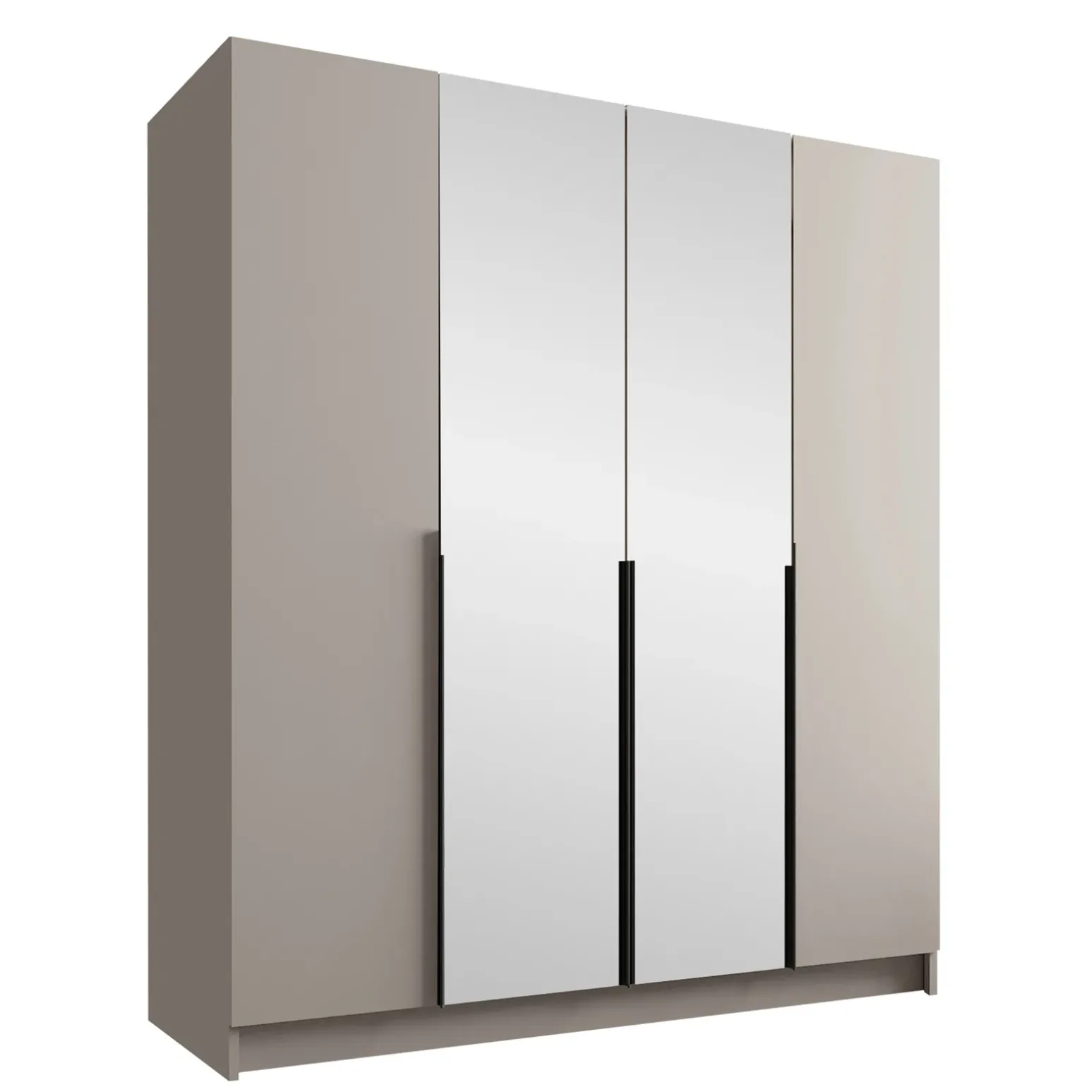Armadio 200x215h cm 4 ante 2 specchi beige moderna nero Glammy 4