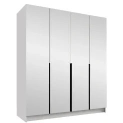 Armadio 200x215h cm 4 ante 4 specchi moderno bianco nero Glammy 4