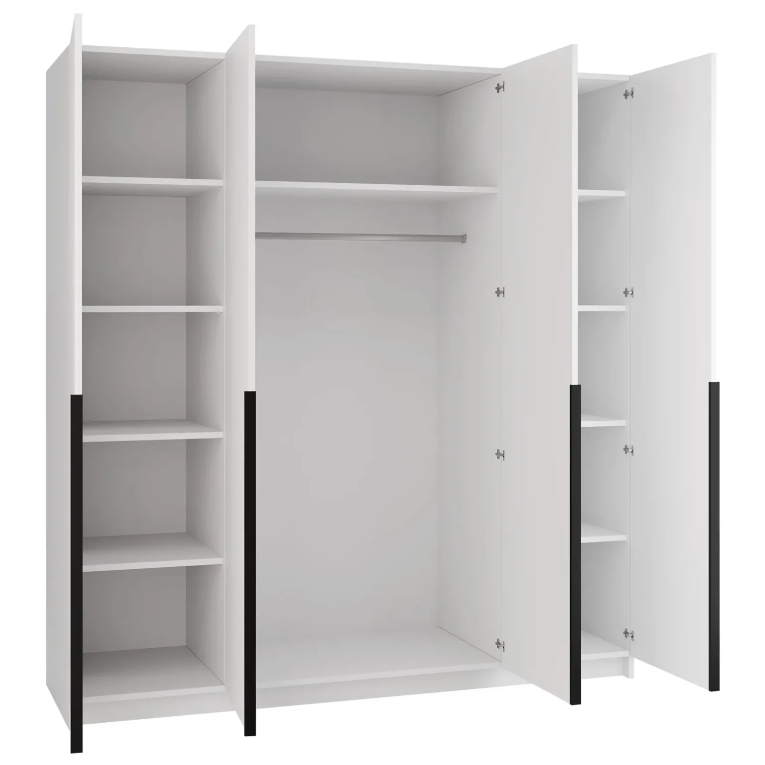 Armadio 200x215h cm 4 ante 4 specchi moderno bianco nero Glammy 4