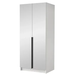 Armadio 100x215h cm 2 ante 2 specchi moderno bianco nero Glammy 2