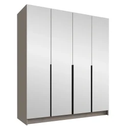 Armadio 200x215h cm 4 ante 4 specchi moderno beige nero Glammy 4