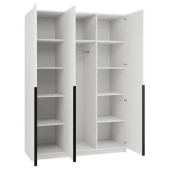 Armadio 150x215h cm 3 ante 1 specchio moderno bianco nero Glammy 3
