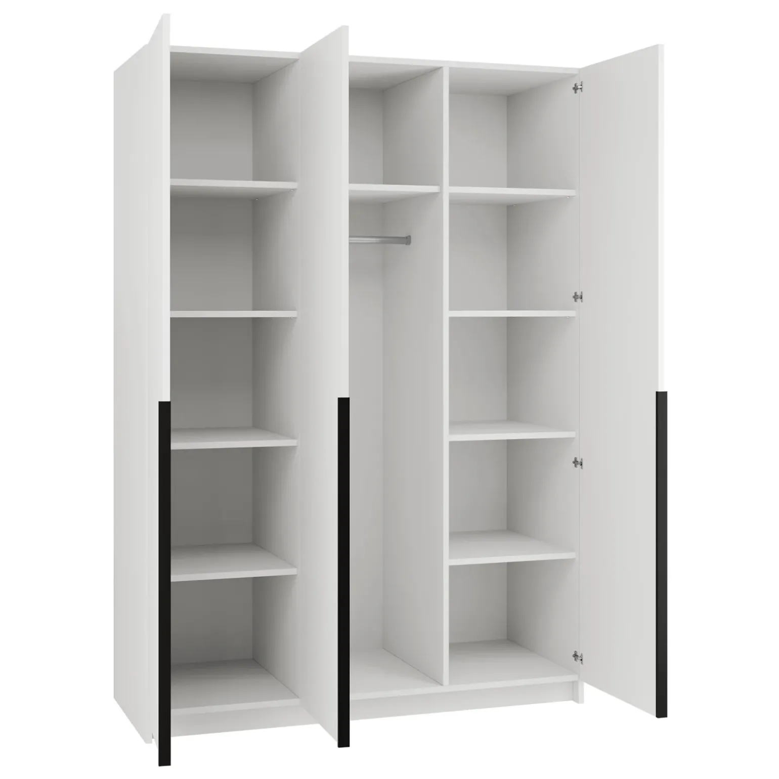 Armadio 150x215h cm 3 ante 1 specchio moderno bianco nero Glammy 3