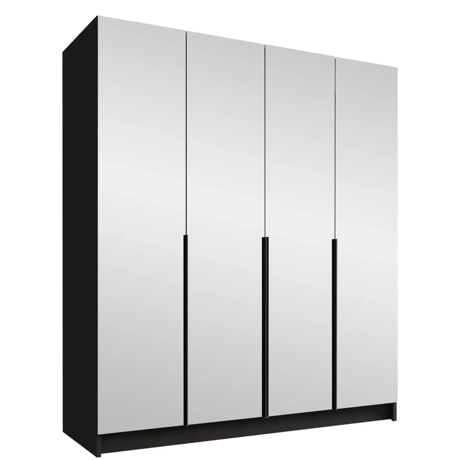 Armadio 200x215h cm 4 ante 4 specchi moderno nero Glammy 4