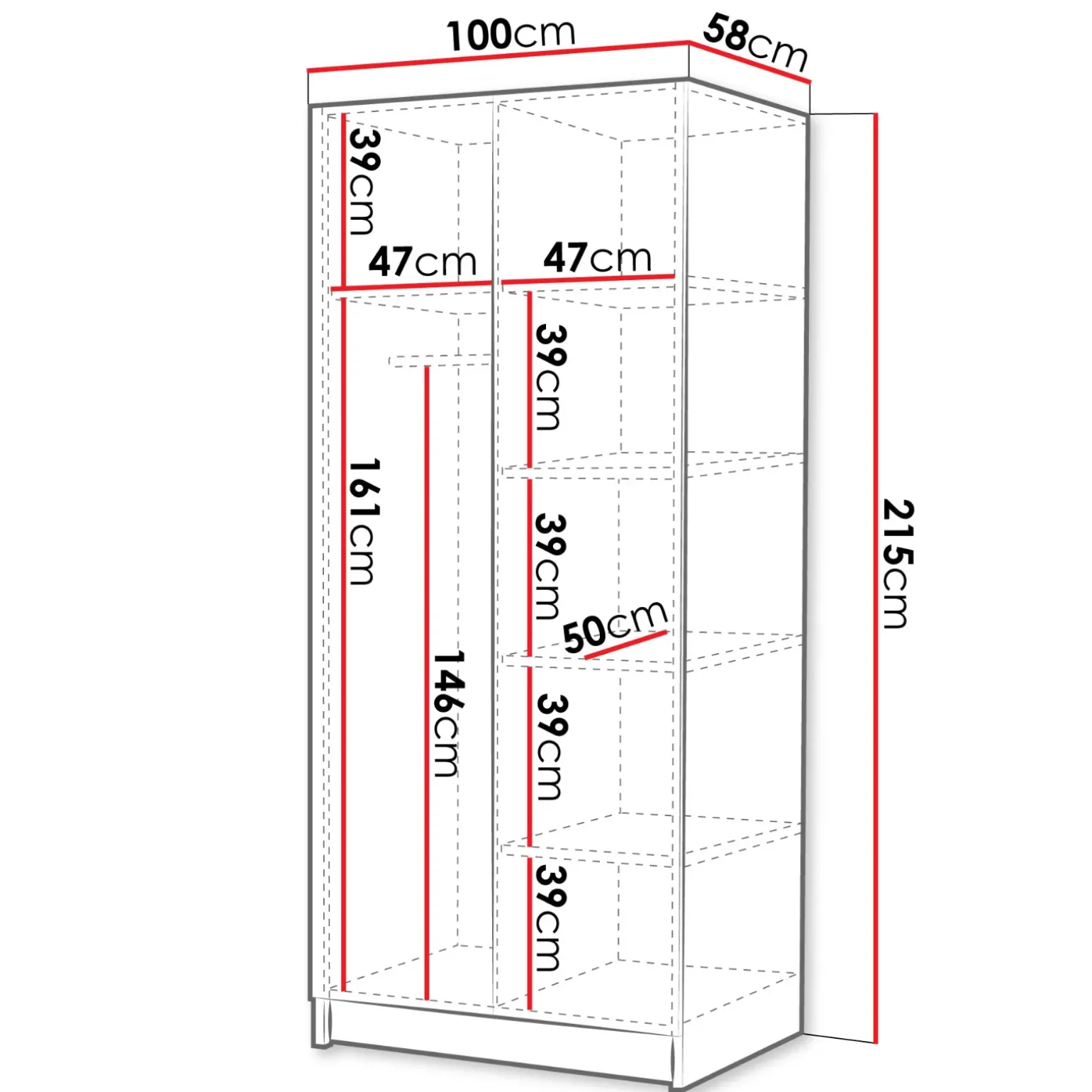 Armadio 100x215h cm 2 ante 1 specchio moderno nero oro Glammy 2