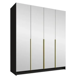 Armadio 200x215h cm 4 ante 4 specchi moderno nero oro Glammy 4