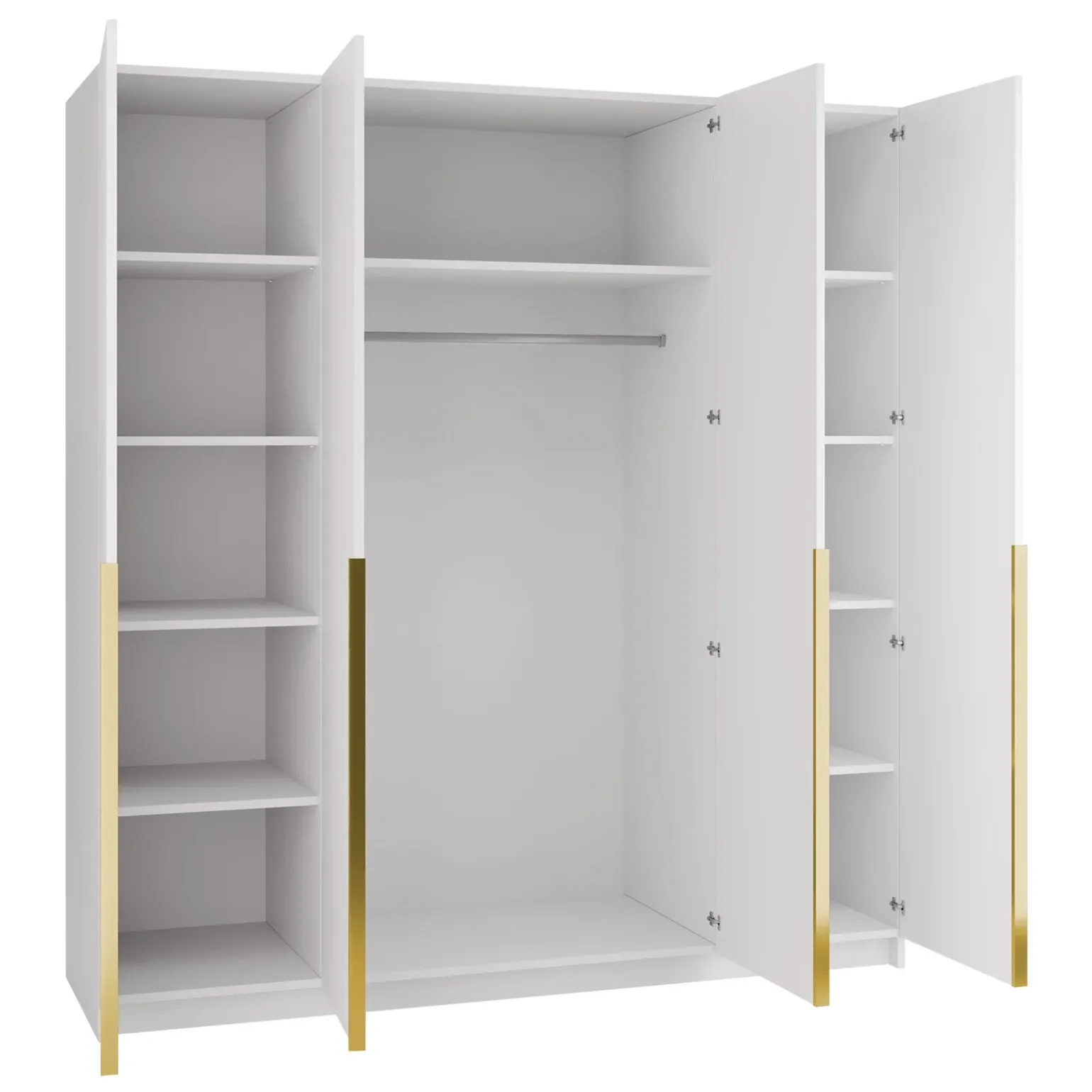 Armadio 200x215h cm 4 ante 4 specchi moderno bianco oro Glammy 4
