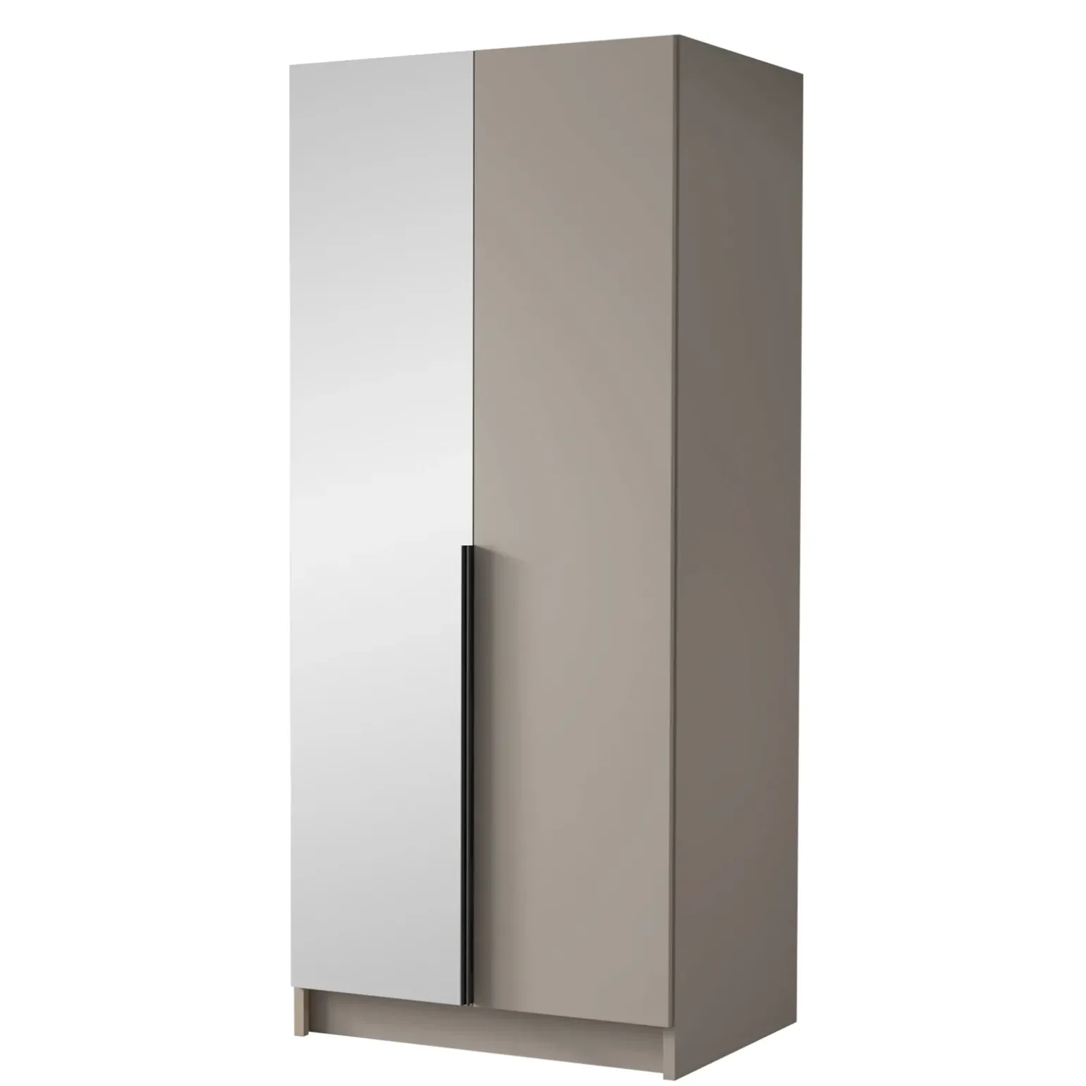 Armadio 100x215h cm 2 ante 1 specchio moderno beige nero Glammy 2