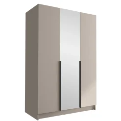Armadio 150x215h cm 3 ante 1 specchio moderno beige nero Glammy 3