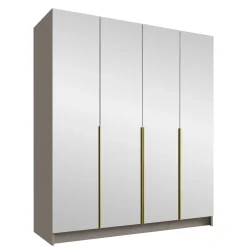 Armadio 200x215h cm 4 ante 4 specchi moderno beige oro Glammy 4