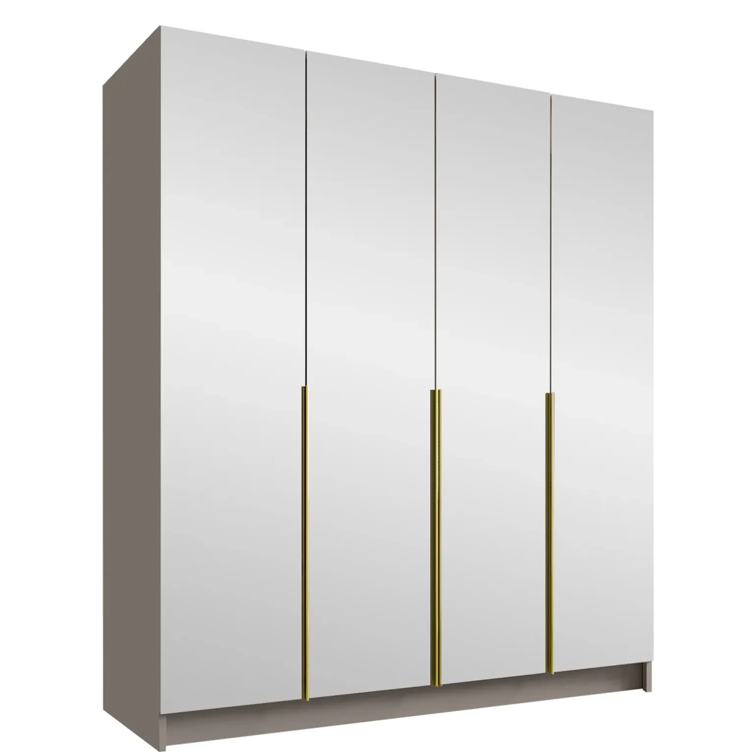 Armadio 200x215h cm 4 ante 4 specchi moderno beige oro Glammy 4
