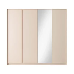 Armadio 224x210h cm 4 ante battenti con specchio moderno beige Jolly