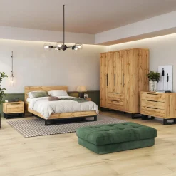 Armadio 190x210h cm 4 ante battenti 2 cassetti rovere Petra