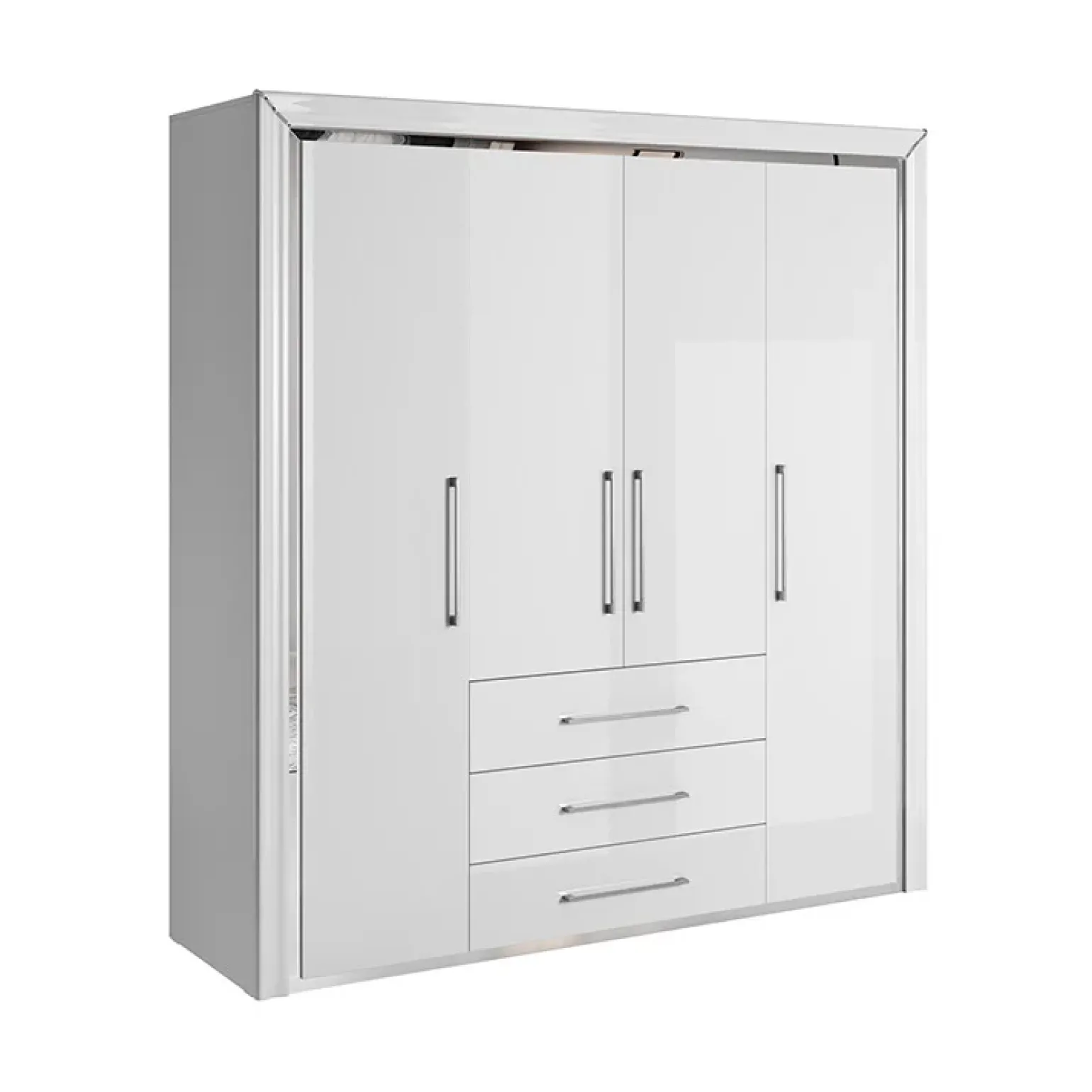Armadio 199x214h cm 4 ante battenti 3 cassetti moderno bianco Benz