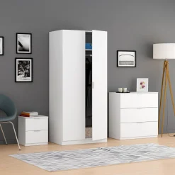 Armadio 81x180h cm 2 ante battenti moderno bianco opaco Oz