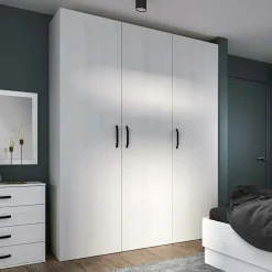 Armadio 170x228h cm 3 ante battenti moderno pino bianco Angara