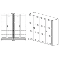 Armadio 203x206h cm 4 ante battenti stile classico bianco opaco Friuli