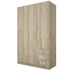 Armadio 118x191h cm 3 ante con cassetti rovere sonoma Boverio