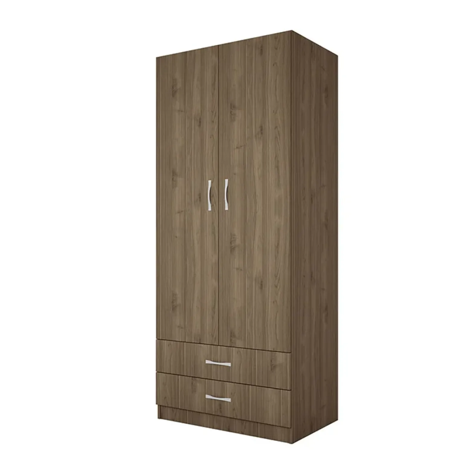 Armadio 80x191h cm 2 ante con cassetti moderno noce Carlino