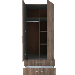 Armadio 80x191h cm 2 ante con cassetti moderno noce Carlino