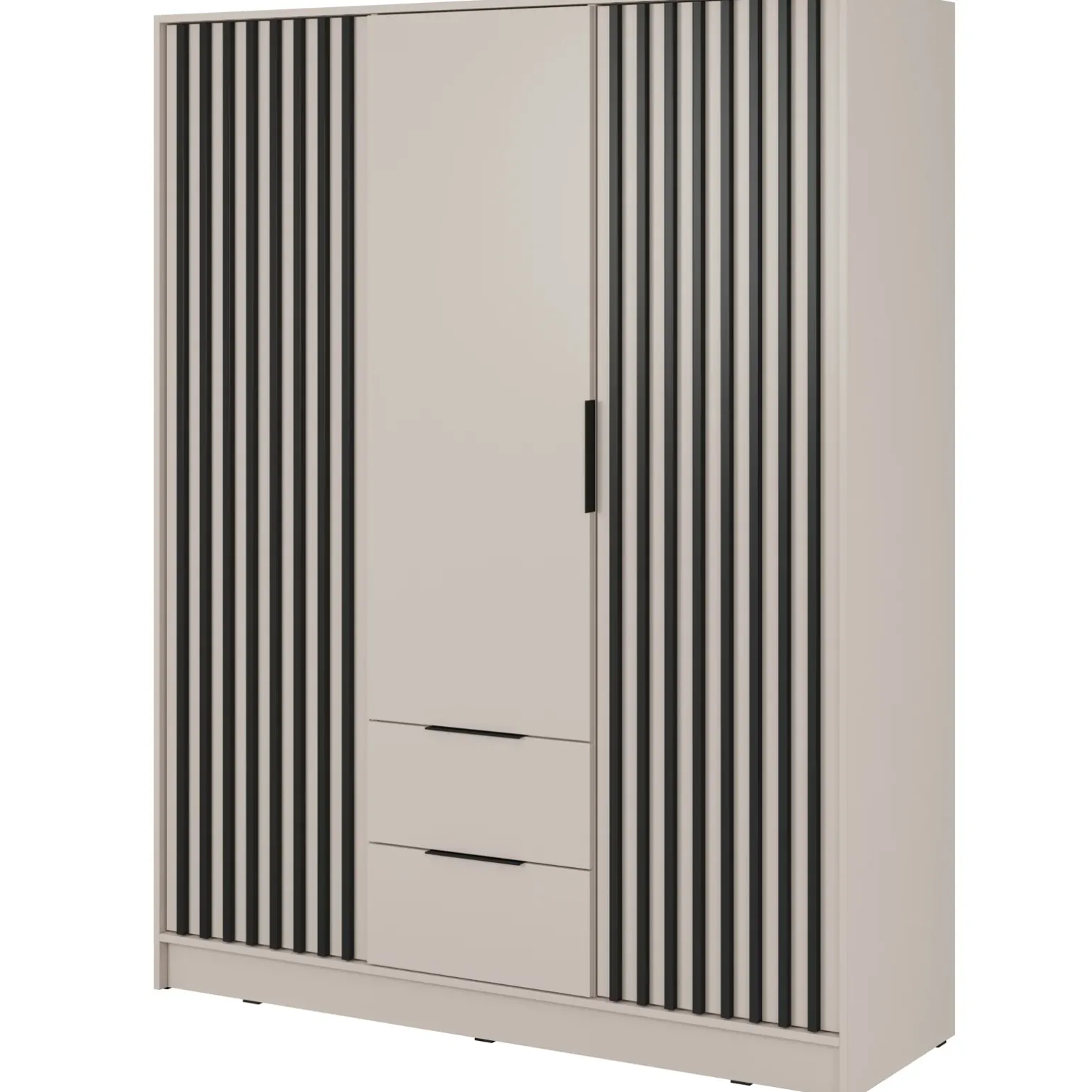 Armadio 155x200h cm 3 ante con cassetti moderno beige cashmere Miller