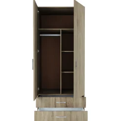 Armadio 80x191h cm 2 ante con cassetti moderno rovere sonoma Carlino
