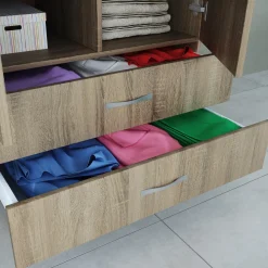Armadio 80x191h cm 2 ante con cassetti moderno rovere sonoma Carlino