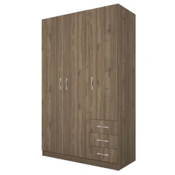 Armadio 118x191h cm 3 ante con cassetti noce Boverio