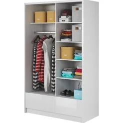 Armadio 134x214h cm 2 ante con specchio bianco lucido Jeki Gihome®