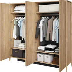 Armadio 220x216h cm 4 ante con specchio rovere Noor