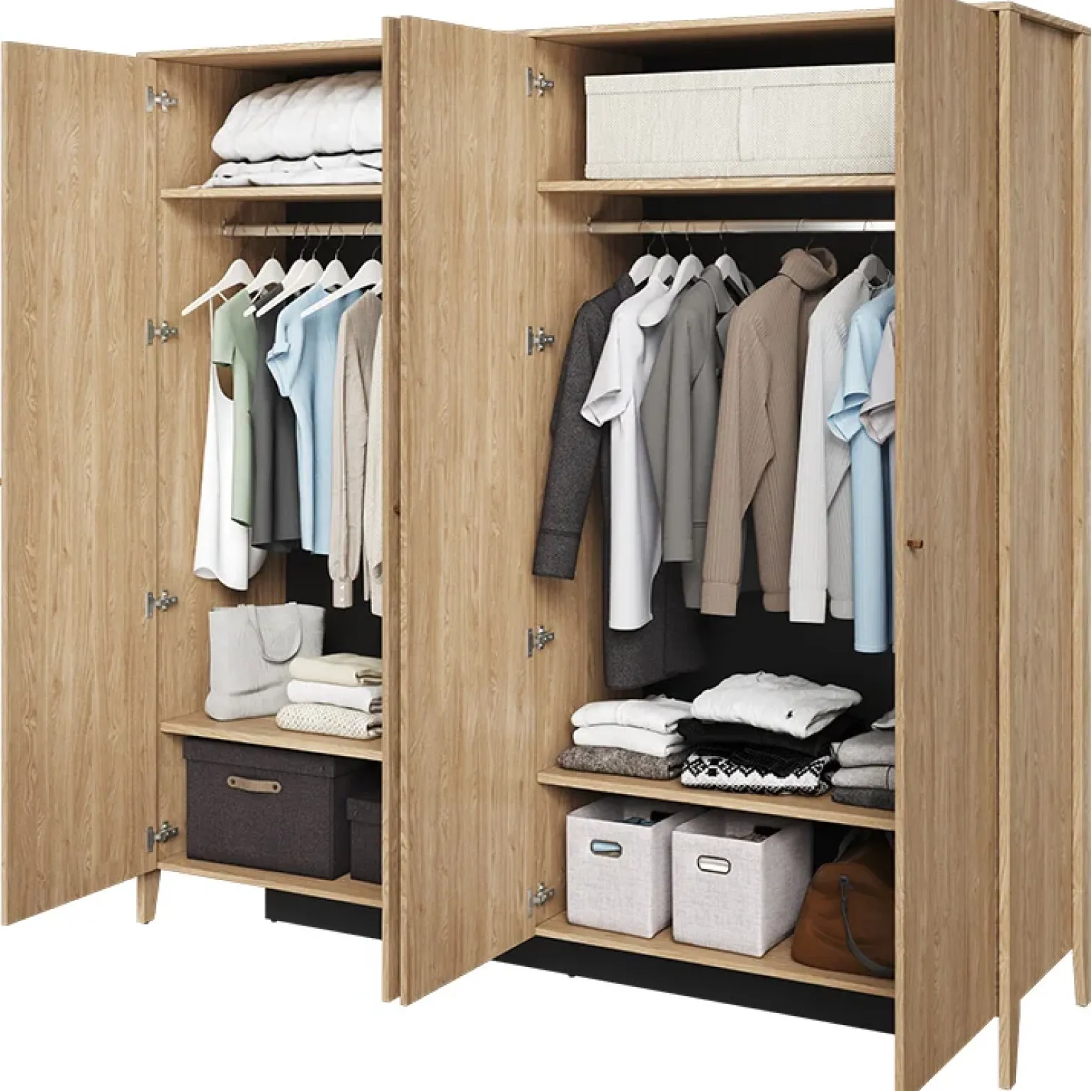 Armadio 220x216h cm 4 ante con specchio rovere Noor