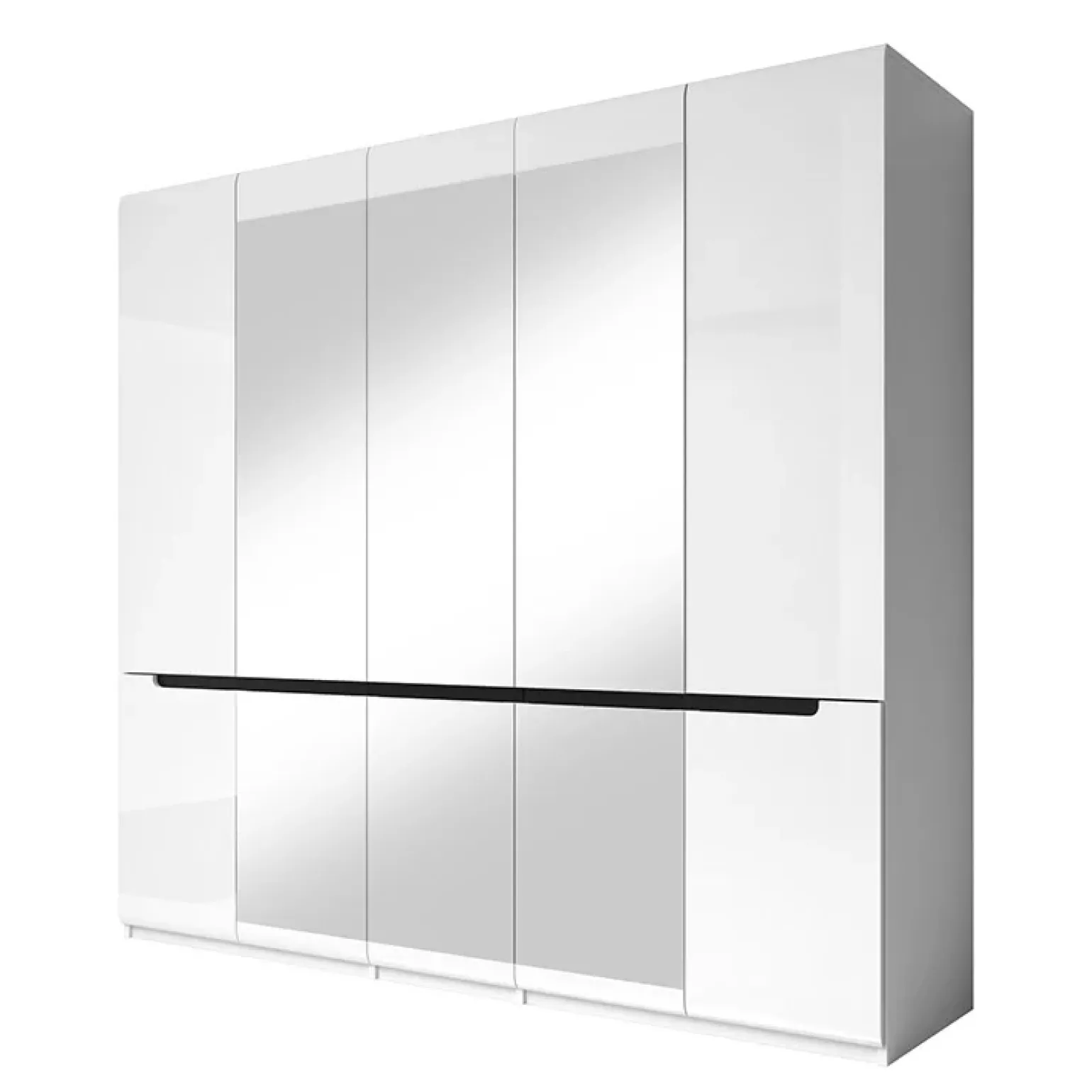 Armadio 225x213h cm 5 ante con specchio bianco lucido Dubai Gihome®