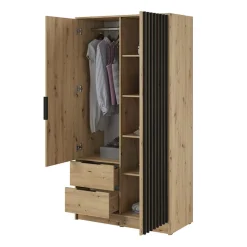 Armadio 105x200h cm 2 ante con specchio quercia nero Miller