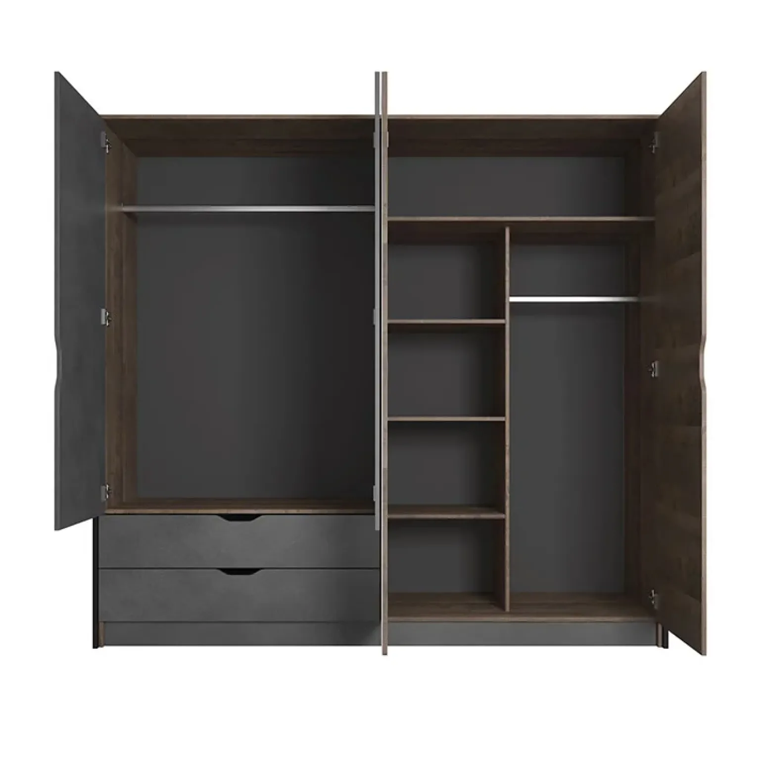 Armadio 220x205h cm 4 ante con specchio grigio quercia Dable