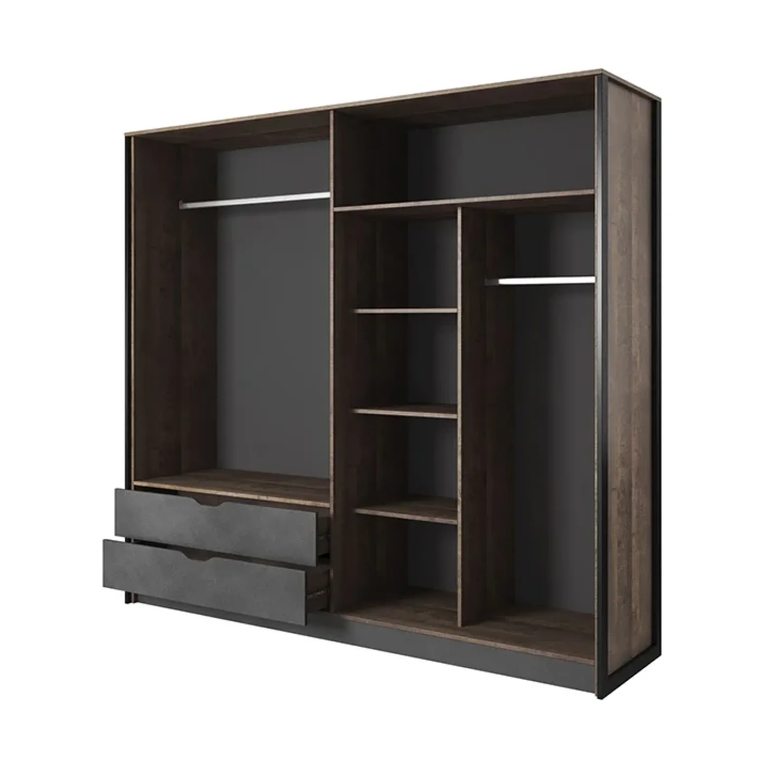 Armadio 220x205h cm 4 ante con specchio grigio quercia Dable