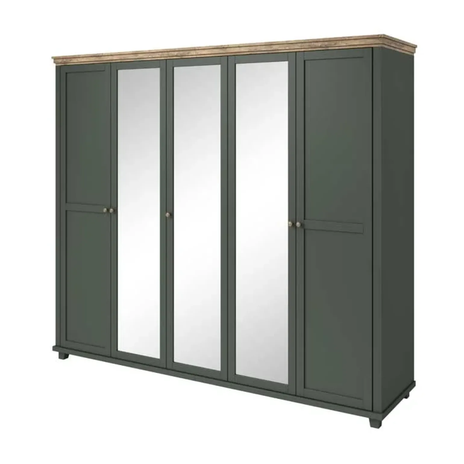 Armadio 246x216h cm 5 ante con specchio verde quercia Texel