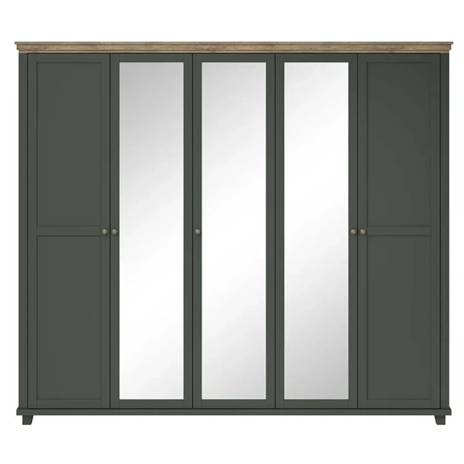 Armadio 246x216h cm 5 ante con specchio verde quercia Texel