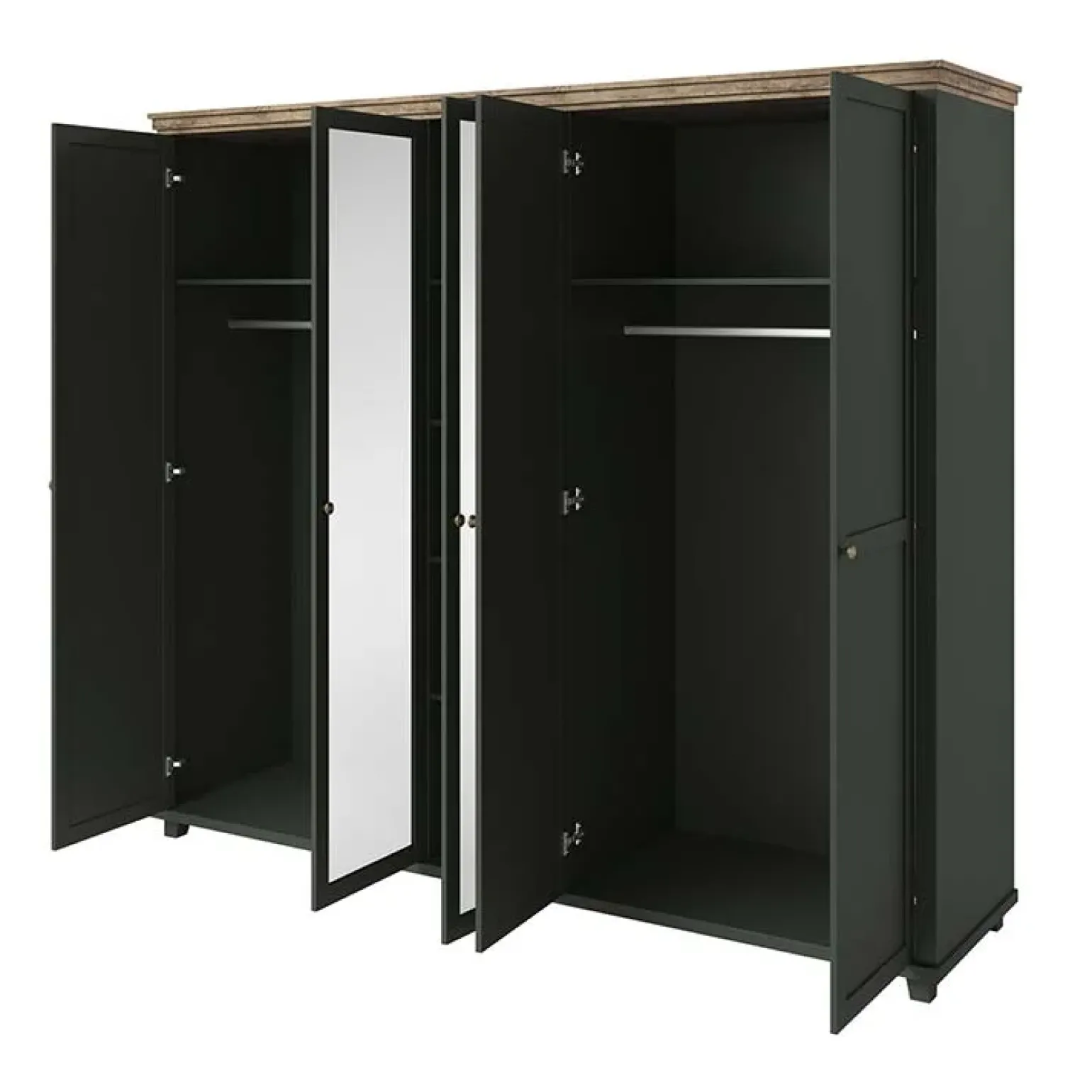 Armadio 246x216h cm 5 ante con specchio verde quercia Texel