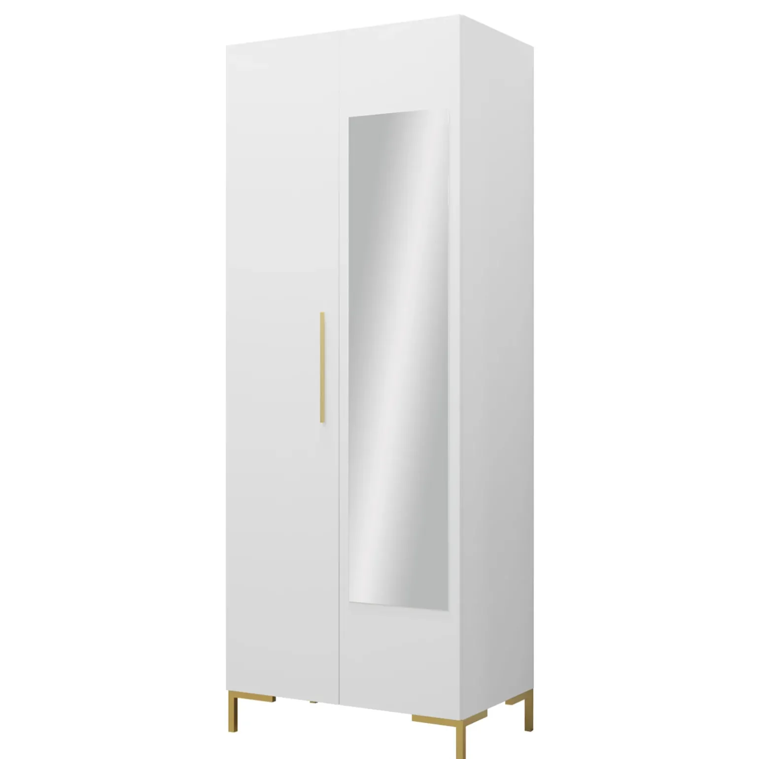 Armadio 74x196h cm 2 ante con specchio soggiorno bianco Nuvia