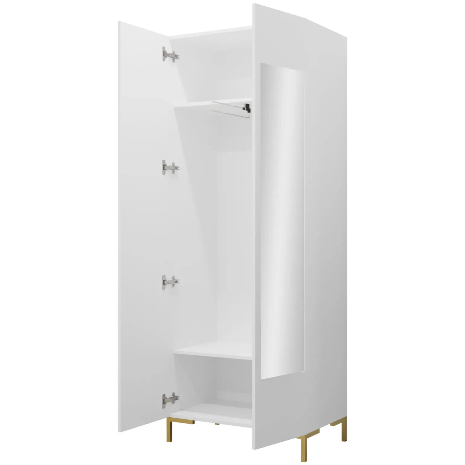 Armadio 74x196h cm 2 ante con specchio soggiorno bianco Nuvia
